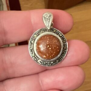 NWOT Sterling Silver 925 Sunstone/Marcasite pendant